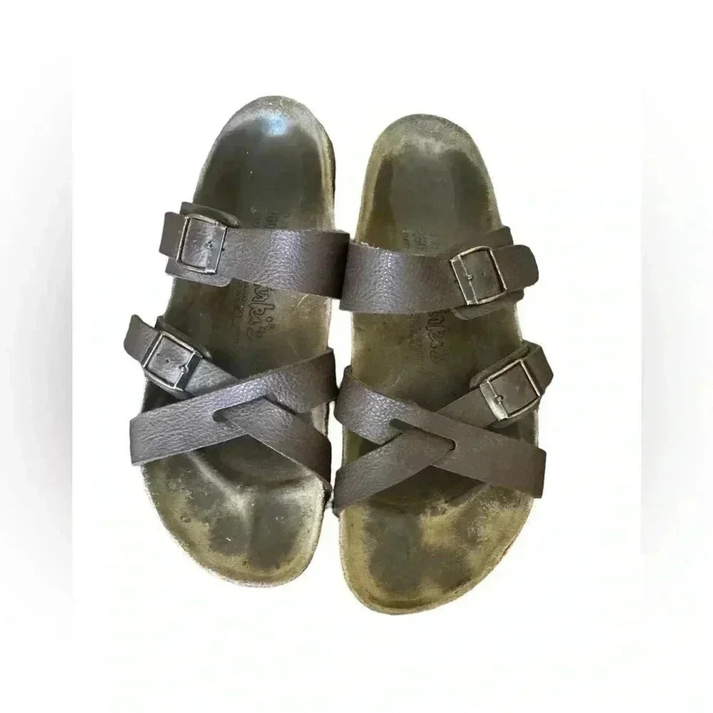 Birkenstock Aloha Brown Strap Sandals, Size L9 M 7